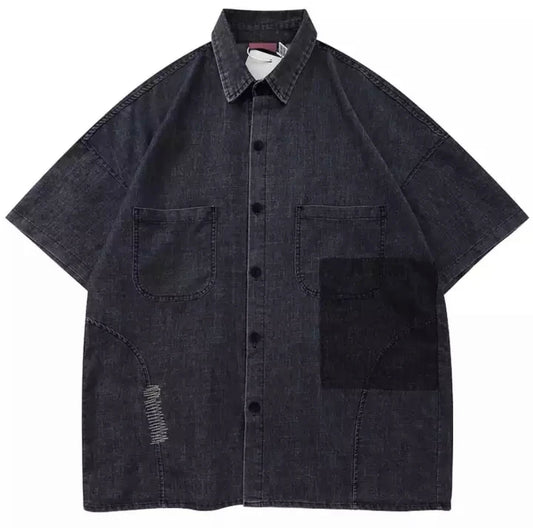 Oversized Denim Patchwork Shirt – TRUST GOD’S TIMING