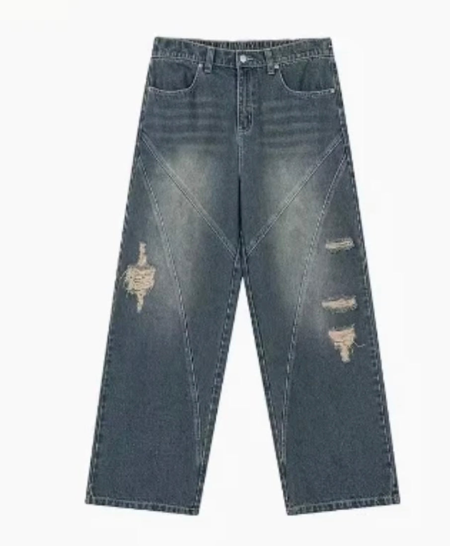 Distressed Panel Denim Jeans – TRUST GOD'S TIMING