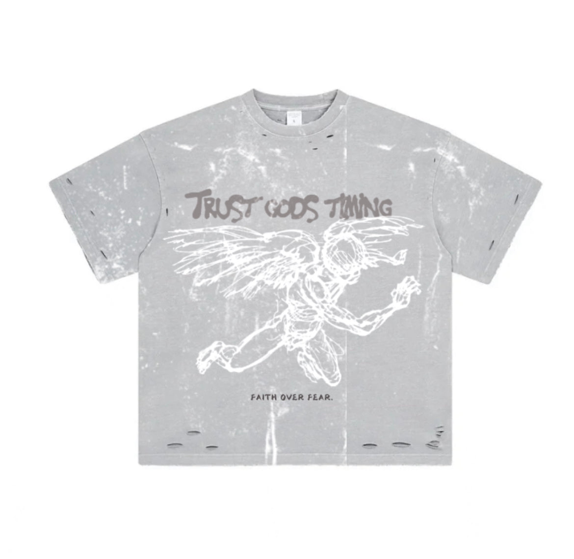 TRUST GOD’S TIMING - Angelic Ascent Distressed Tee