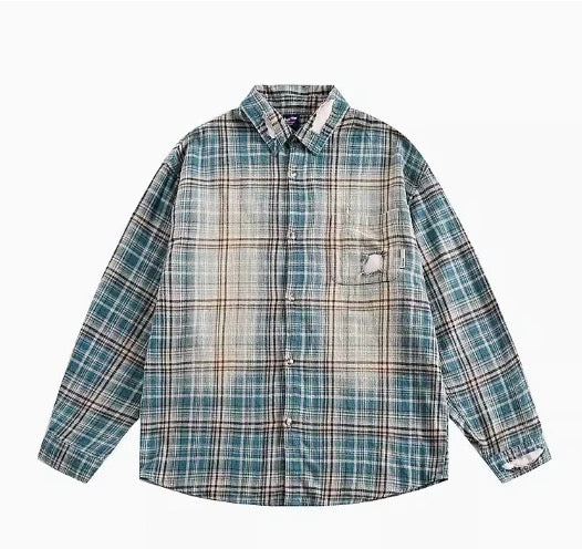 Washed Plaid Patchwork Flannel Shirt – TRUST GOD’S TIMING