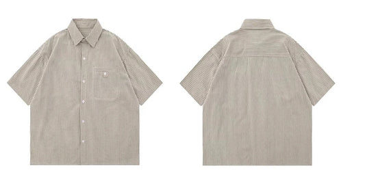 TRUST GOD’S TIMING Pinstripe Relaxed Shirt