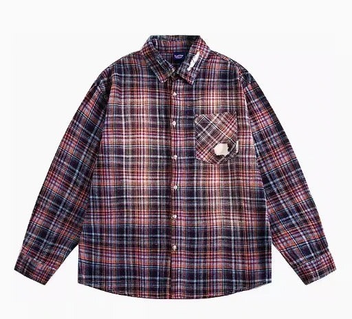 Washed Plaid Patchwork Flannel Shirt – TRUST GOD’S TIMING